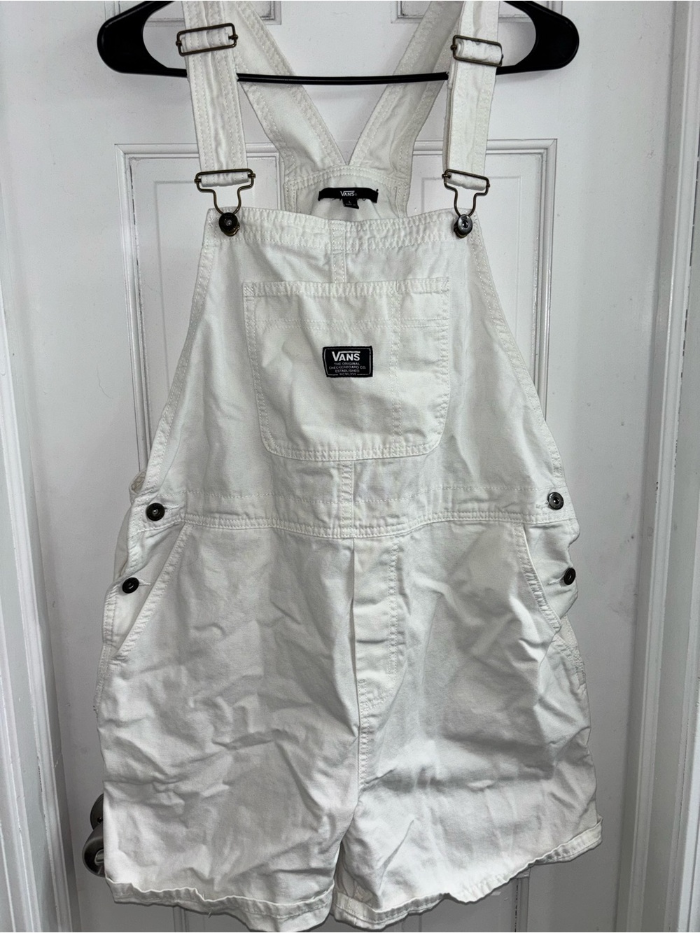 Vans White Adjustable Short Overalls